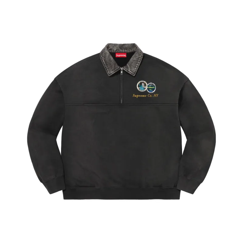 Supreme Denim Collar Half Zip Sweatshirt-0