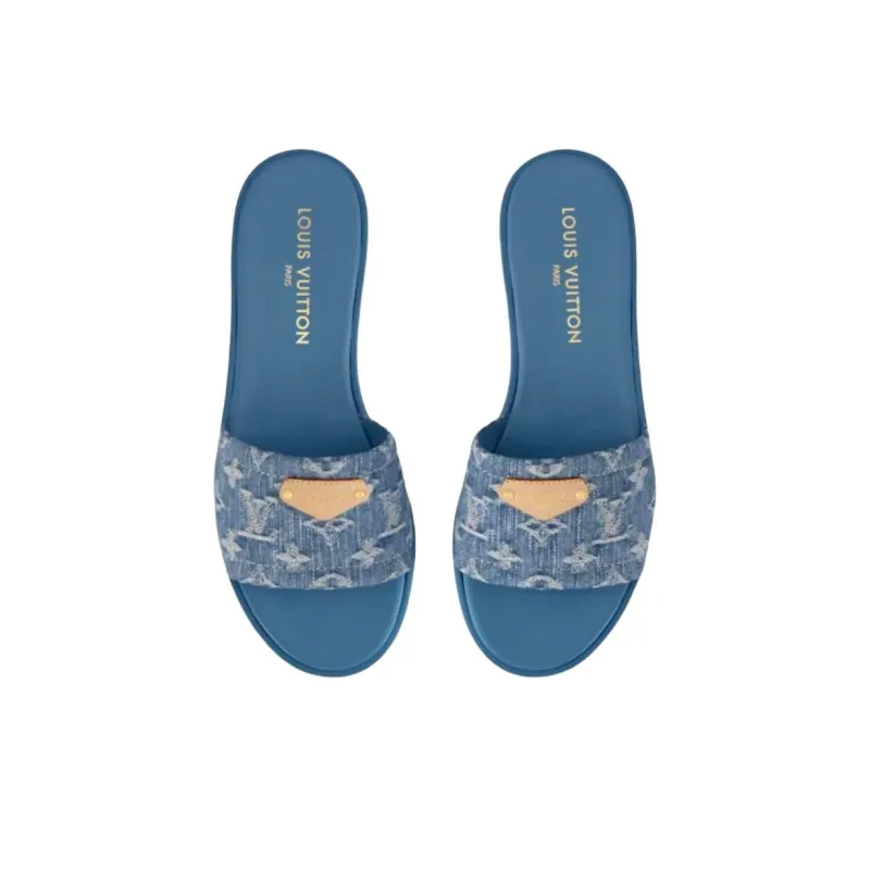 LOUIS VUITTON Lily Slide Slippers Women's Blue-3