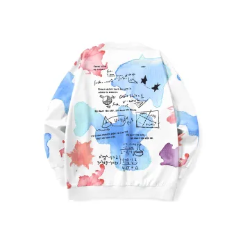 GENANX Crew Neck Loose Fit Regular Sweatshirt Spring Summer Fall And Winter Unisex White Blue