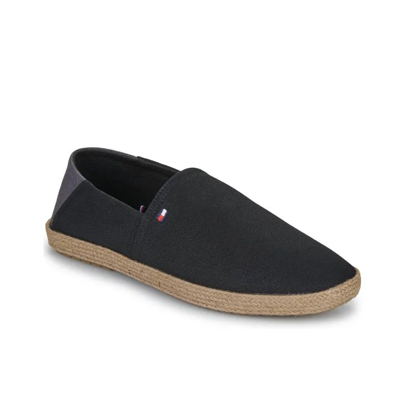 Tommy Hilfiger Flag Embroidery Fine Cleat Espadrilles Low Top Canvas Shoes Men's Black-1