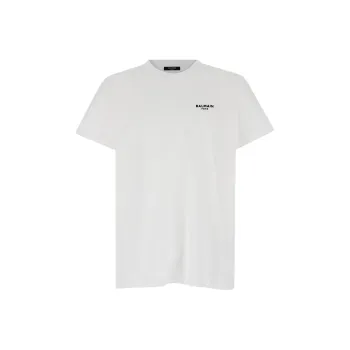 BALMAIN Flocked Logo Crewneck T Shirt