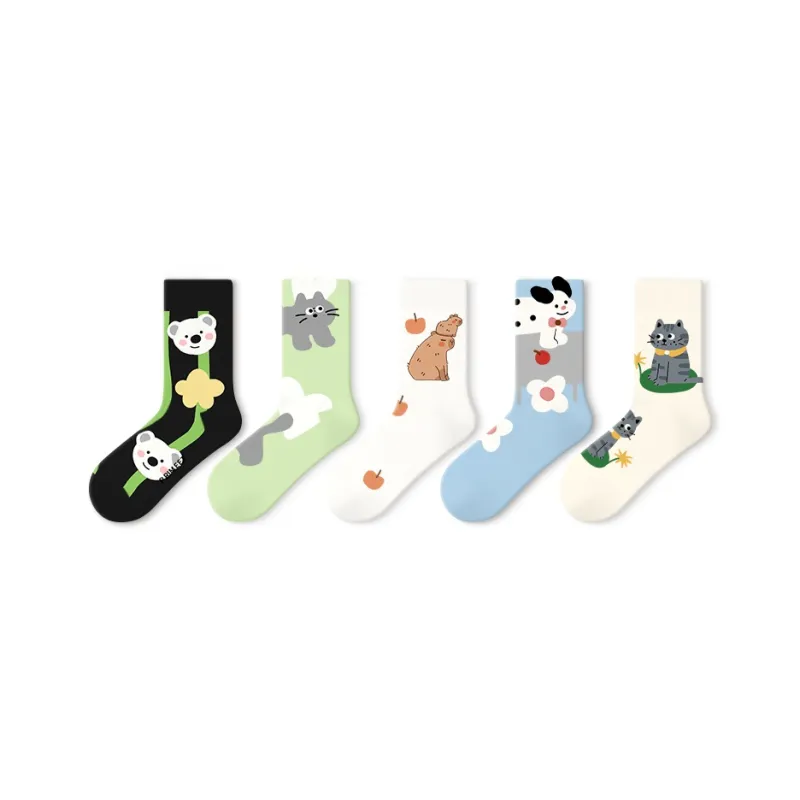 Primeet Mid Calf Socks Women's 5 Pack-3