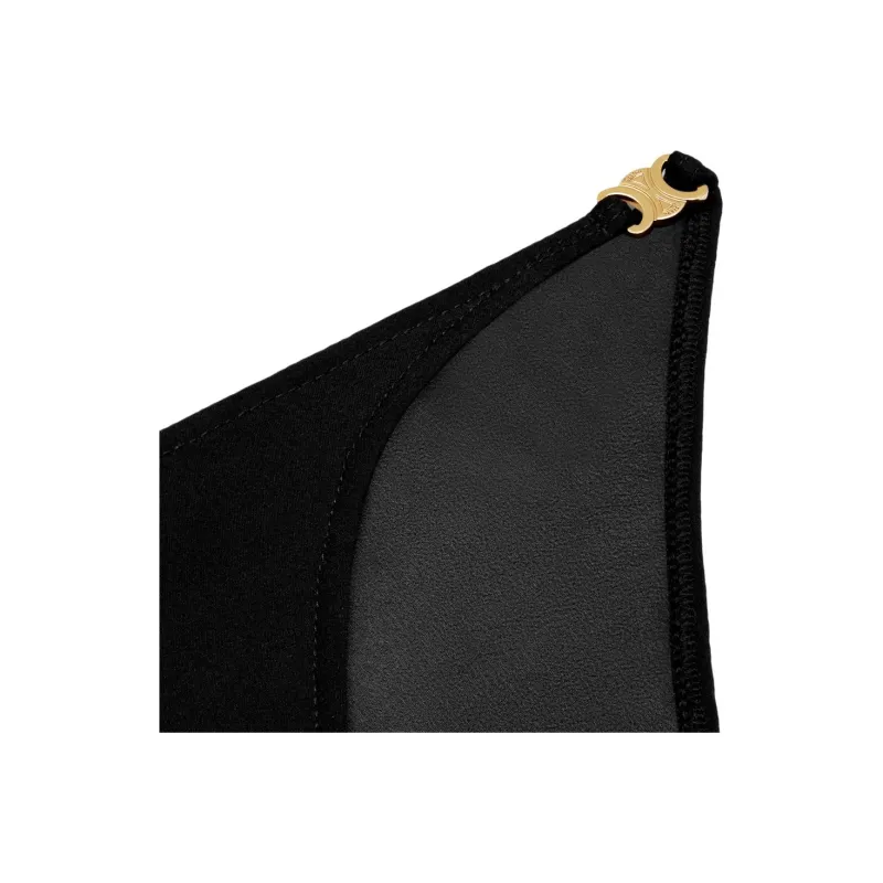 CELINE Triomphe Mulberry Silk Georgette Underwear Underpants Women's 1 Pack Black-4