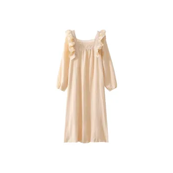 Yalu Nightgown Women's Apricot Lace Trim