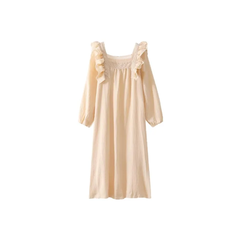 Yalu Nightgown Women's Apricot Lace Trim-0