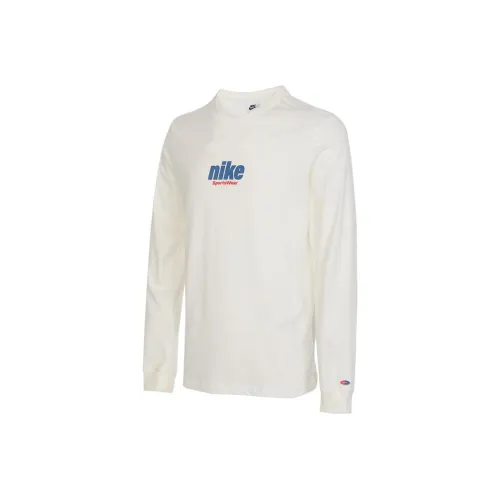 Nike Letter Print Long Sleeve Pullover T Shirt White