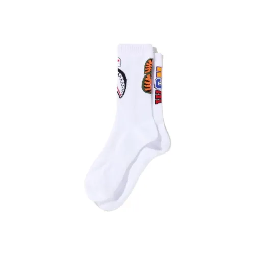 A BATHING APE Mid Calf Socks Men's 1 Pack White