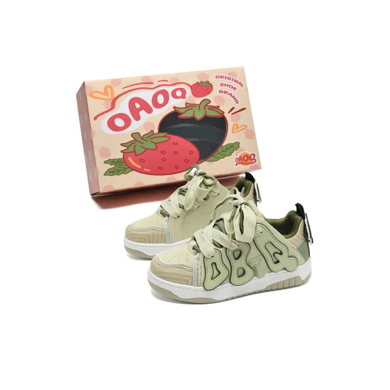 OAOQ Cushioned Wear Resistant Lightweight Breathable Height Increasing Low Top Platform Skateboard Shoes Unisex-6
