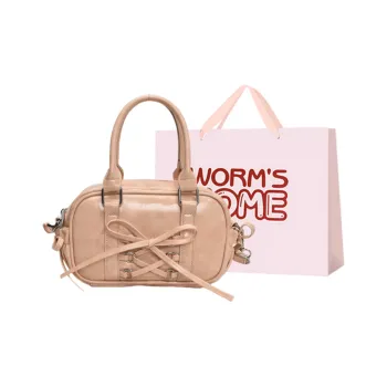 Worm's Home PU Handbag Regular Women's Pink/Ecru/Black/Blue