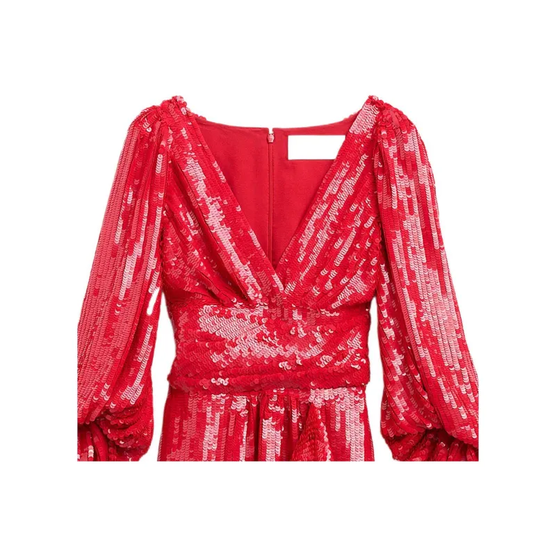 CELINE Embroidered Sequin Wrap Dress-2