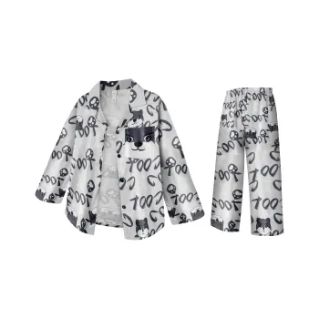 Qiao Ni Tong Pajama Set Men's Silver Gray Cool Dog