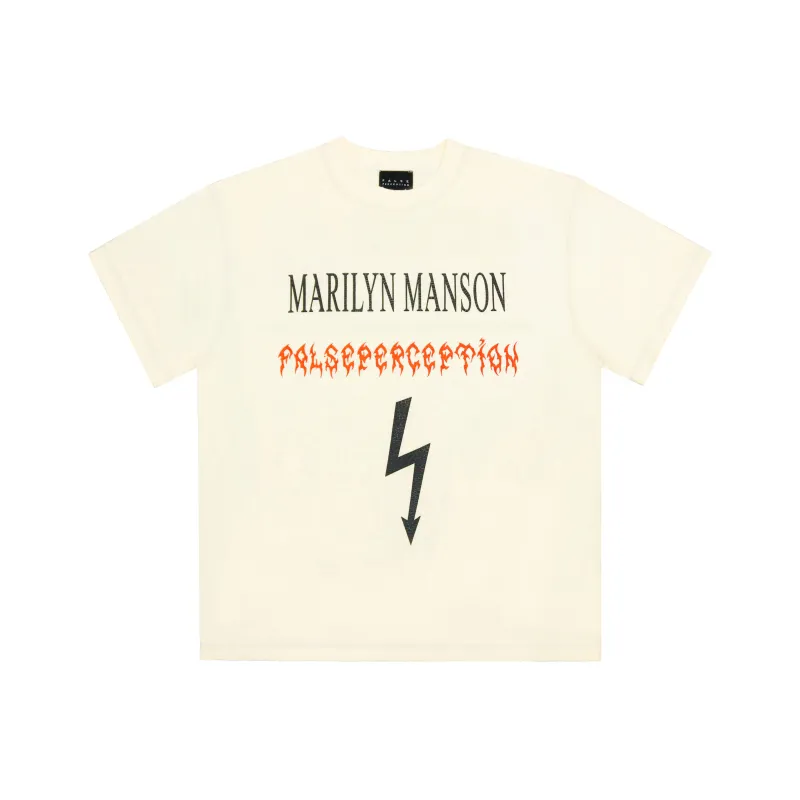 False Perception T Shirt Unisex Distressed White-0
