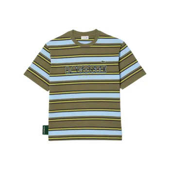 LACOSTE T Shirt Men's Khaki Green/White