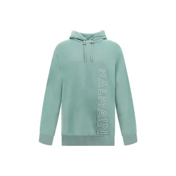 BALMAIN Logo Embossed Drawstring Hoodie