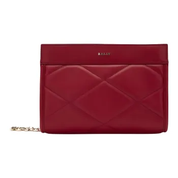 BALLY Sheepskin Wrist Bag Clutch Medium Size Women's Red