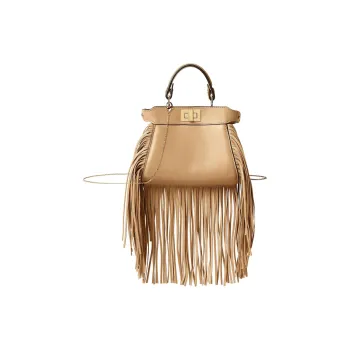 FENDI Peekaboo Nappa Leather Shoulder Bag, Crossbody Bag, Handbag Mini Women's Beige