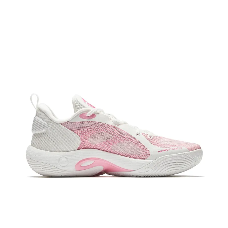 Anta Cushioning Slip Resistant Low Top Basketball Shoes Men's White Pink-1