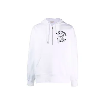 Alexander McQueen Skull Print Half Zip Hoodie