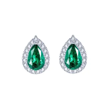 KOYOOME Cultured Emerald S925 Silver Stud Earrings Women's