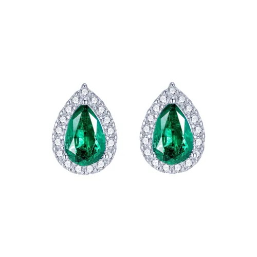 KOYOOME Cultured Emerald S925 Silver Stud Earrings Women's