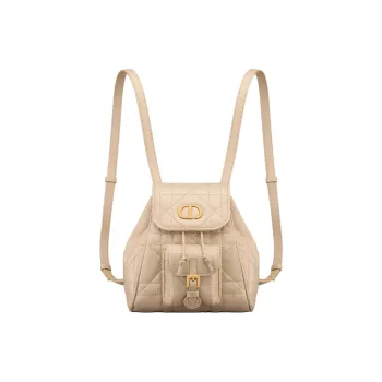 DIOR Caro Sheepskin Backpack Small Size Women's Beige