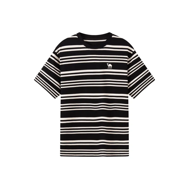 CAMEL Striped Breathable Unisex Versatile Dry And Fresh Cotton-Feel Short-Sleeved T-Shirts Unisex-2