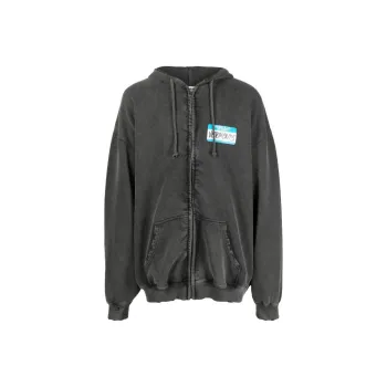 Vetements My Name Is Faded Zip Up Hoodie