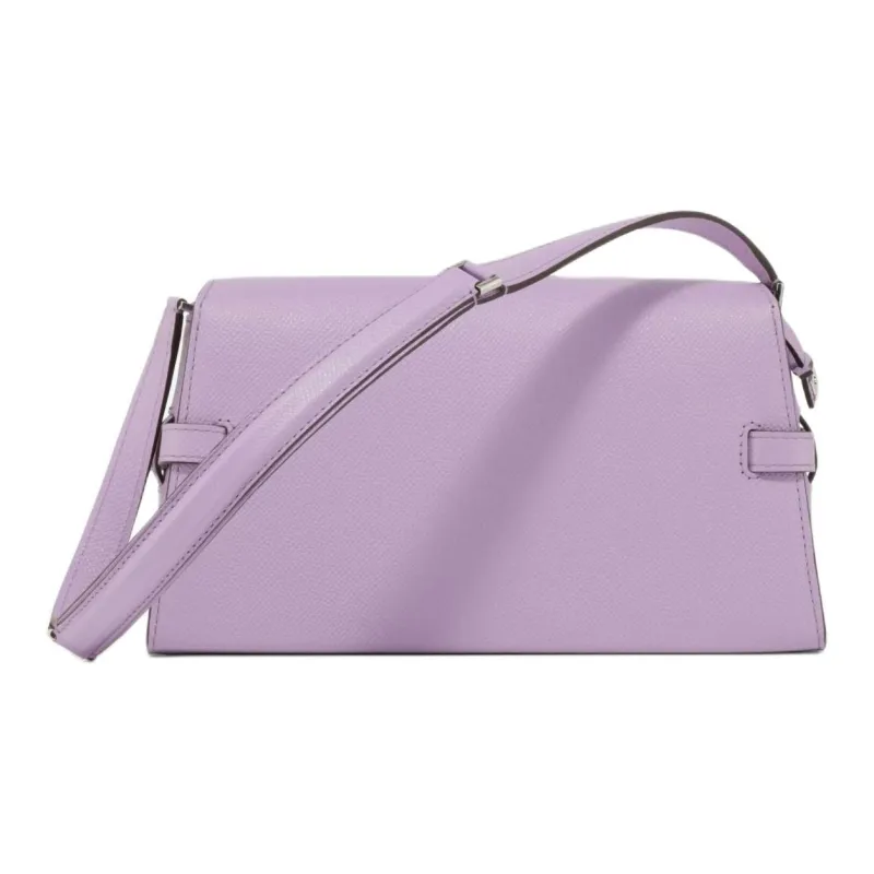 Delvau Tempête Alpina Calf Grain Calfskin Shoulder Bag Women's Purple-2