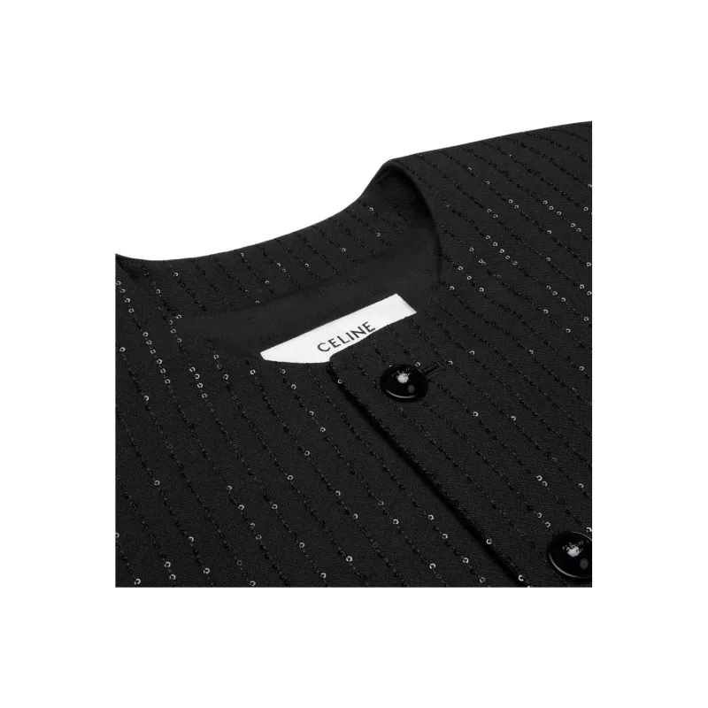 CELINE Chelsea Jacket With Sequins In Double Faced Wool-5
