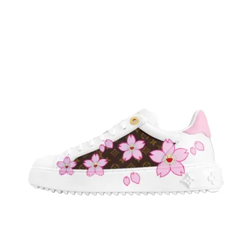 TakashiMurakami x LOUIS VUITTON Time Out Cherry Blossom Collection Low Top Skateboard Shoes Women's White