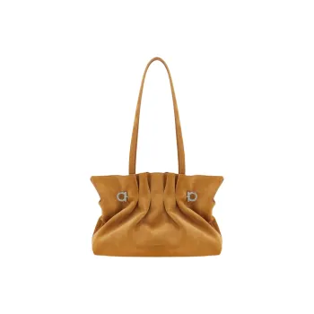 FERRAGAMO Nappa Leather Shoulder Bag Trumpets Women's Beige