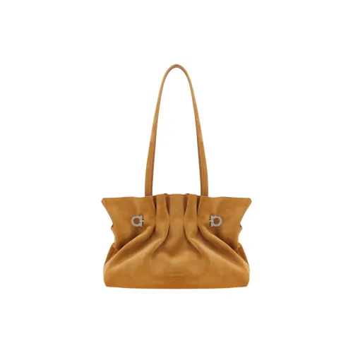 FERRAGAMO Nappa Leather Shoulder Bag Small Size Women's Beige