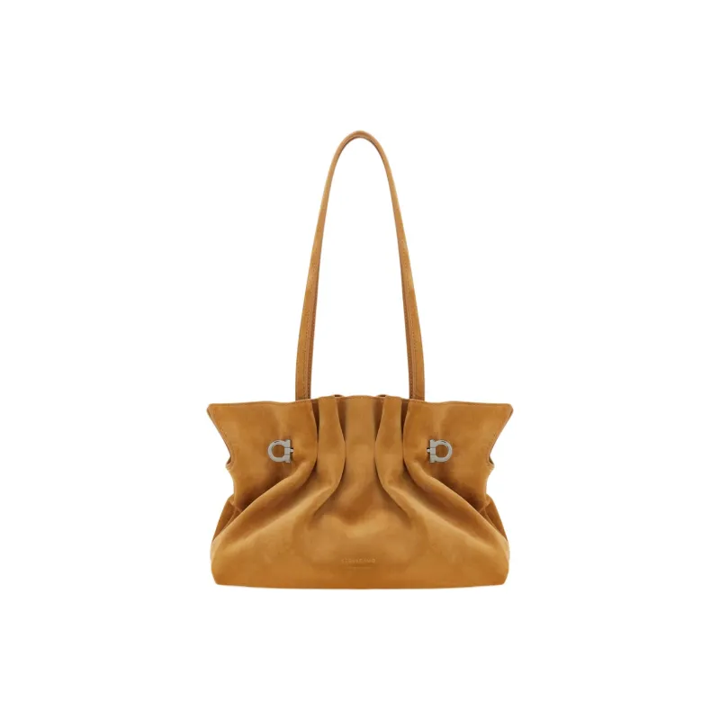 FERRAGAMO Nappa Leather Shoulder Bag Trumpets Women's Beige-0