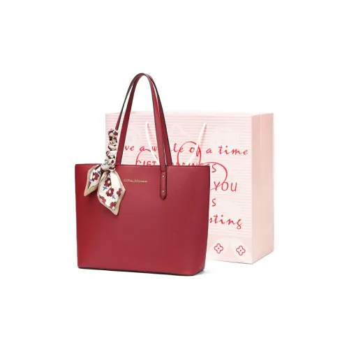 CORALDAISY Synthetic Leather ALM tote Bag Shopping Bag Shoulder Bags Women's Black/Red