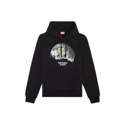 DIESEL Earth-Printed Long-Sleeved Hoodie