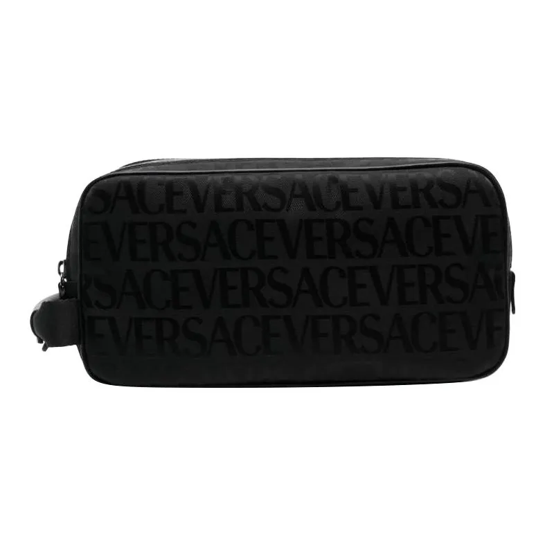 VERSACE Calfskin Storage Bags Toiletry Bags Men's Black-1