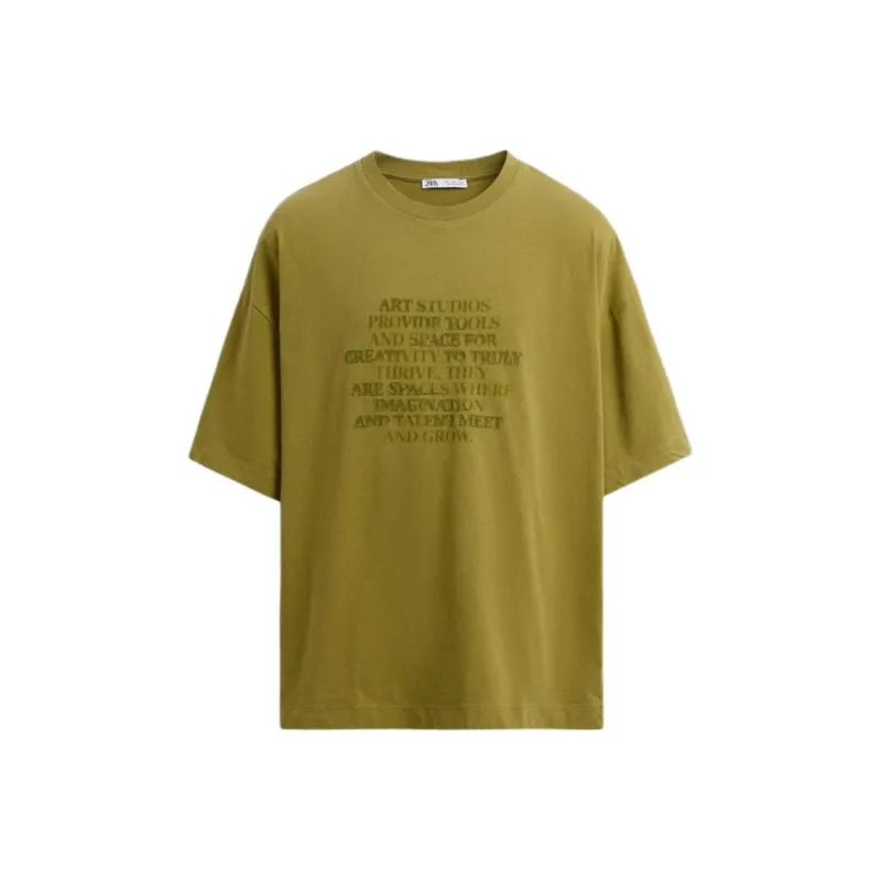 ZARA T Shirts Men Khaki-0