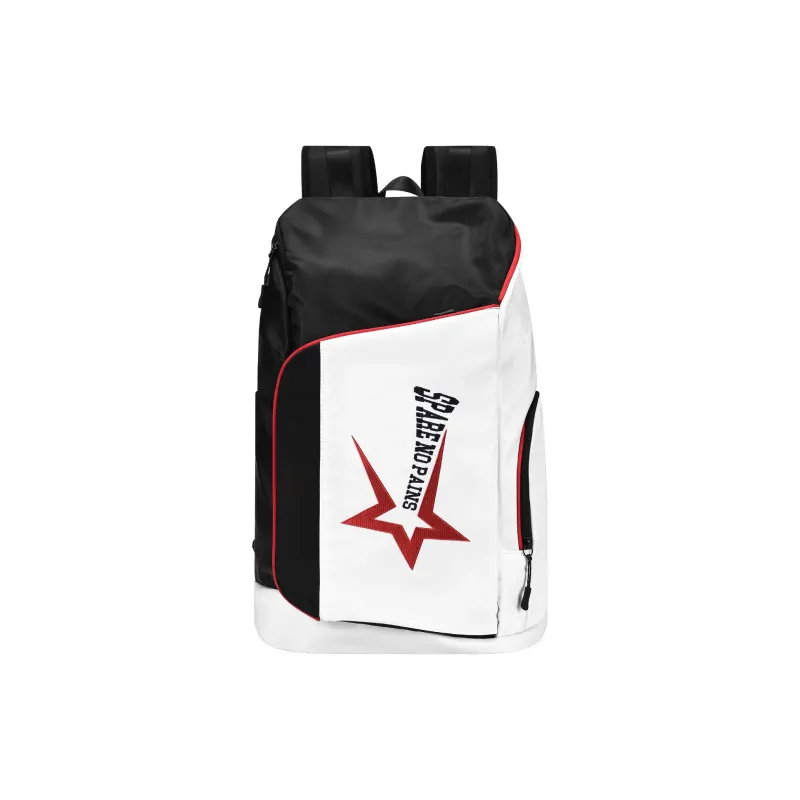 Spare No Pains. Polyester Basketball Bag Backpack Regular Unisex White/Black-0