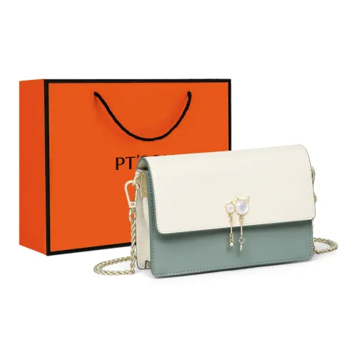 PT'SON Cow Leather Shoulder Bag Regular Women's Gray Green