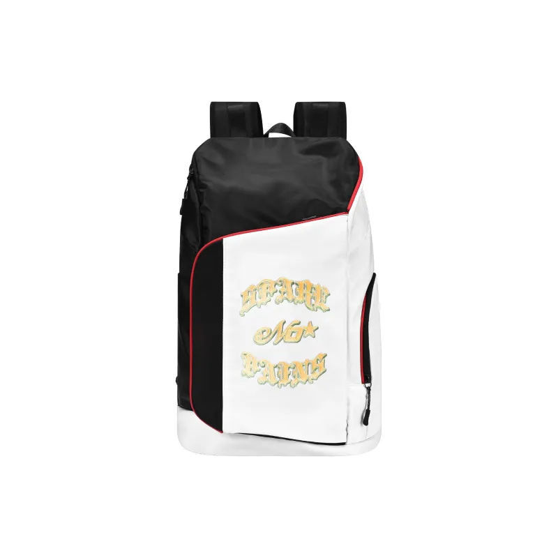 Spare No Pains. Polyester Backpack Training Bag Regular Unisex Black White-0