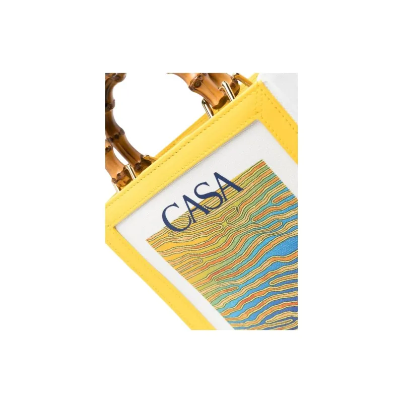 CASABLANCA Calfskin Patchwork Fabric Shoulder Bag Crossbody Bag Handbag Regular Women's Yellow-4