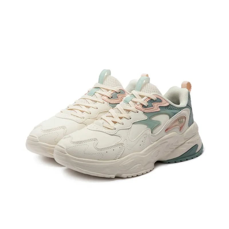 361° Cushioning, Wear Resistant Low Top Casual Shoes Women's Beige Green-2