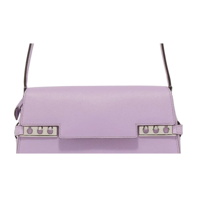 Delvau Tempête Alpina Calf Grain Calfskin Shoulder Bag Women's Purple-4