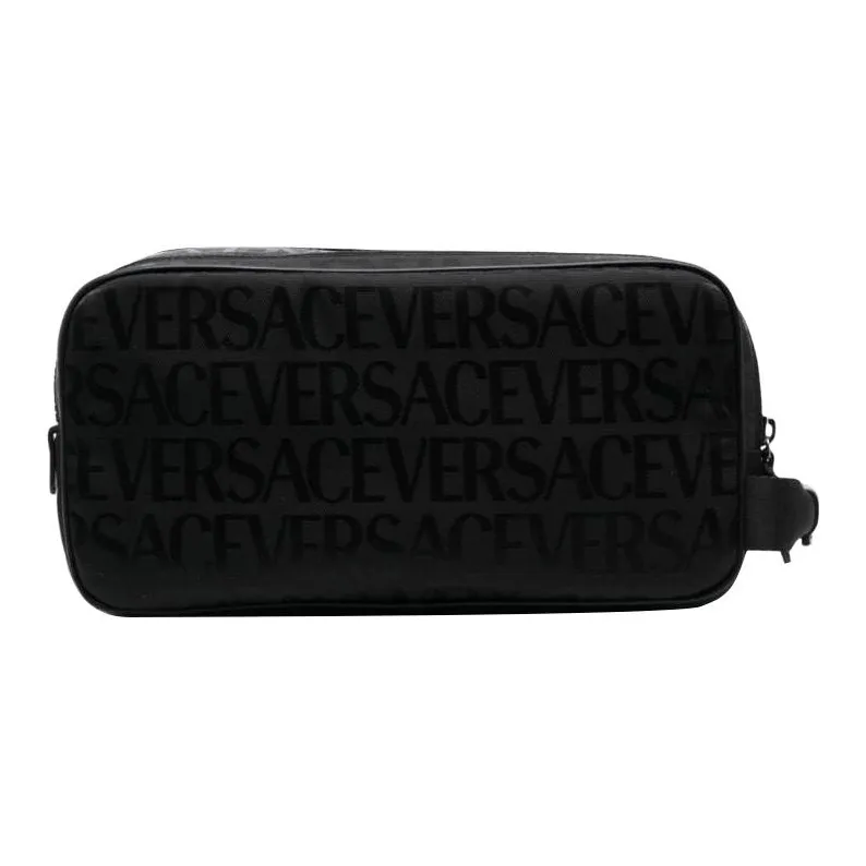 VERSACE Calfskin Storage Bags Toiletry Bags Men's Black-0