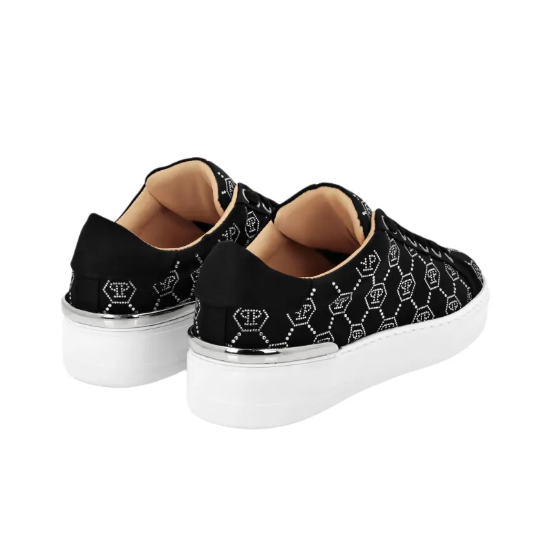 PHILIPP PLEIN Lo Top Strass Monogram Low Top Skateboard Shoes Women's Black-4