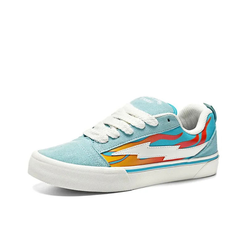 SITULANG Lightning Storm Low Top Canvas Shoes Unisex Flame Black/Blue-7