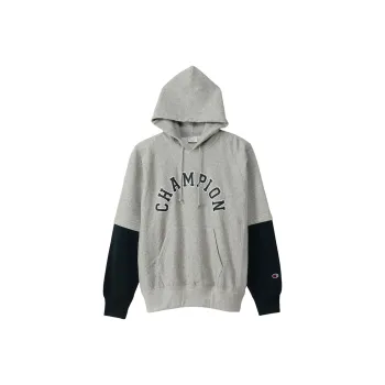 Champion Hooded Loose Fit Mock Two Piece Sweatshirt Spring And Autumn Japan Version Unisex