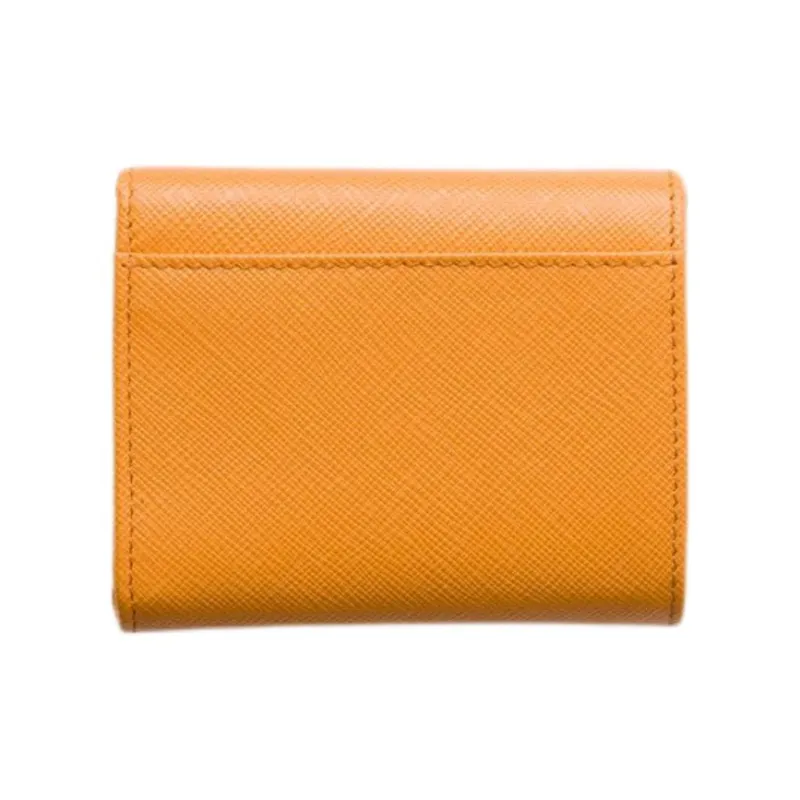 PRADA Saffiano Cow Leather Wallet Mini Women's Yellow-1
