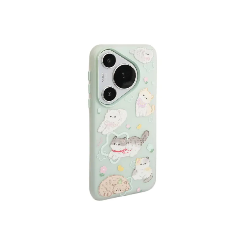 Wei Xin TPU Material 2 in 1 Full Screen Floral Kitten Phone Cases Compatible With Huawei Mate 70/60 Pro/Pura 70/70 Pro+-1