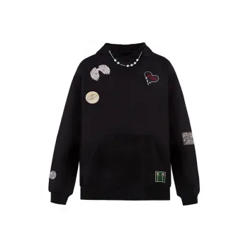 YLDP SS22 Hooded Loose Fit Sweatshirt Spring Fall Winter Unisex Black